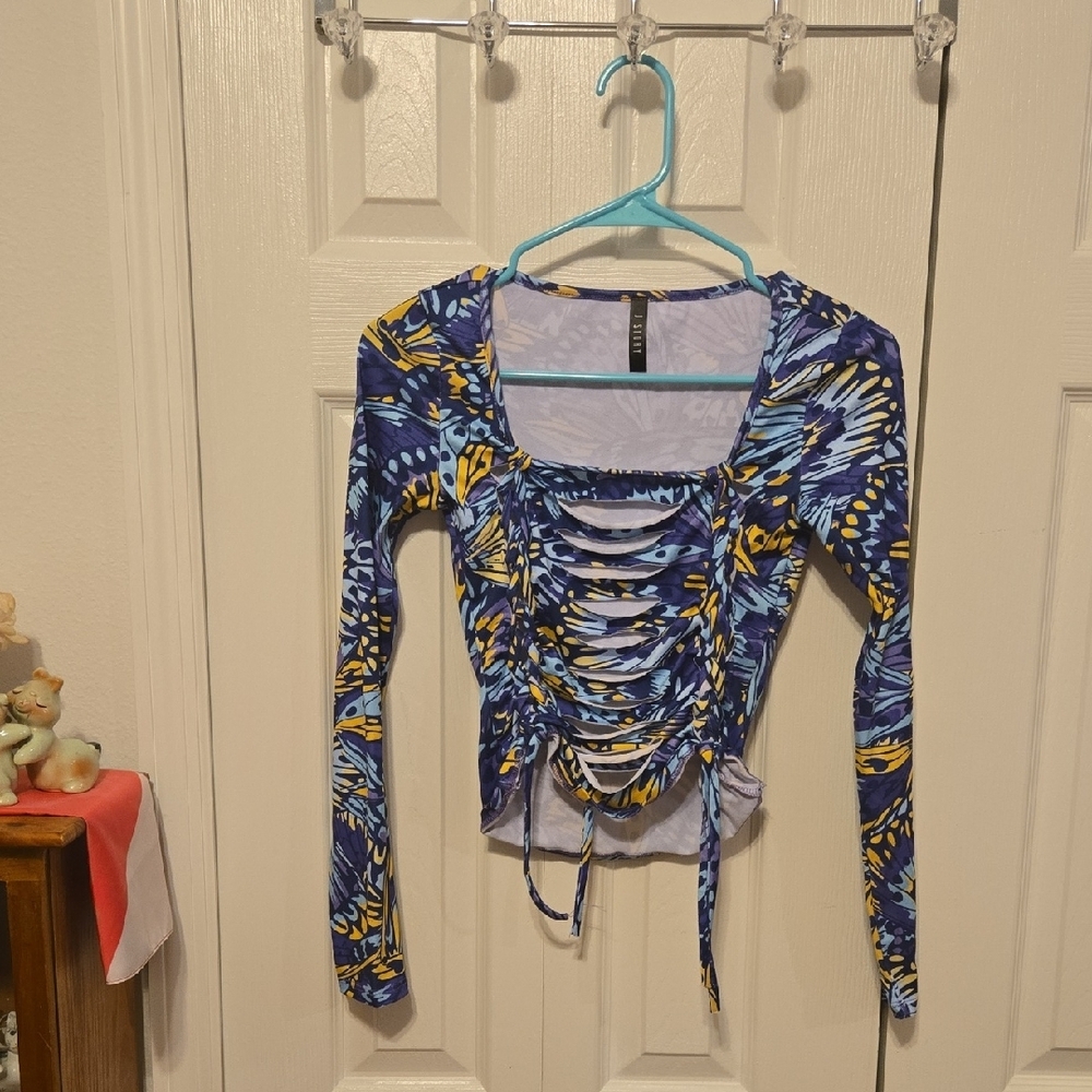 Stylish Blue and Yellow Women's Top